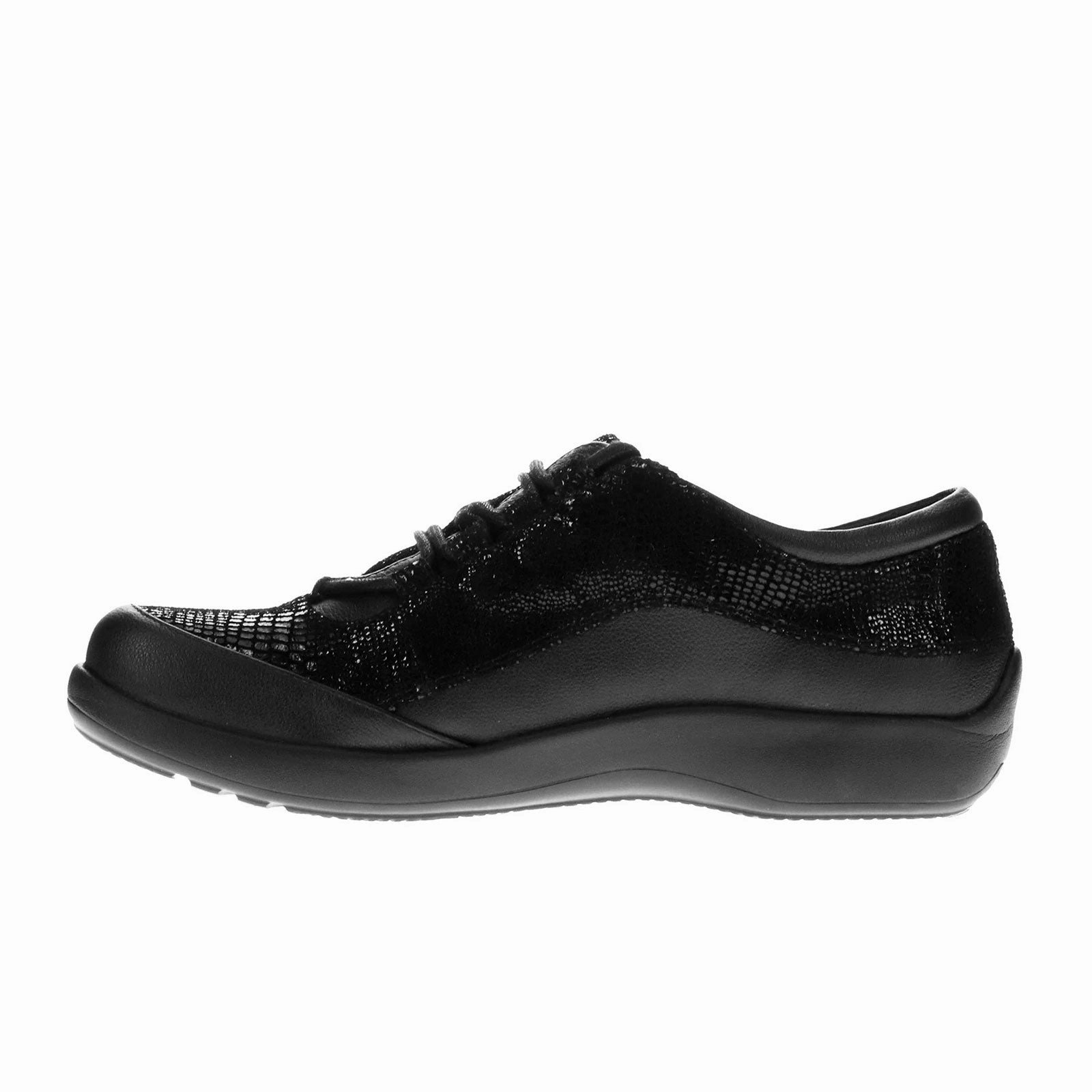 Revere Alberta Lace Up (Women) - Black/Black Lizard Feel Good Ruffle Detail