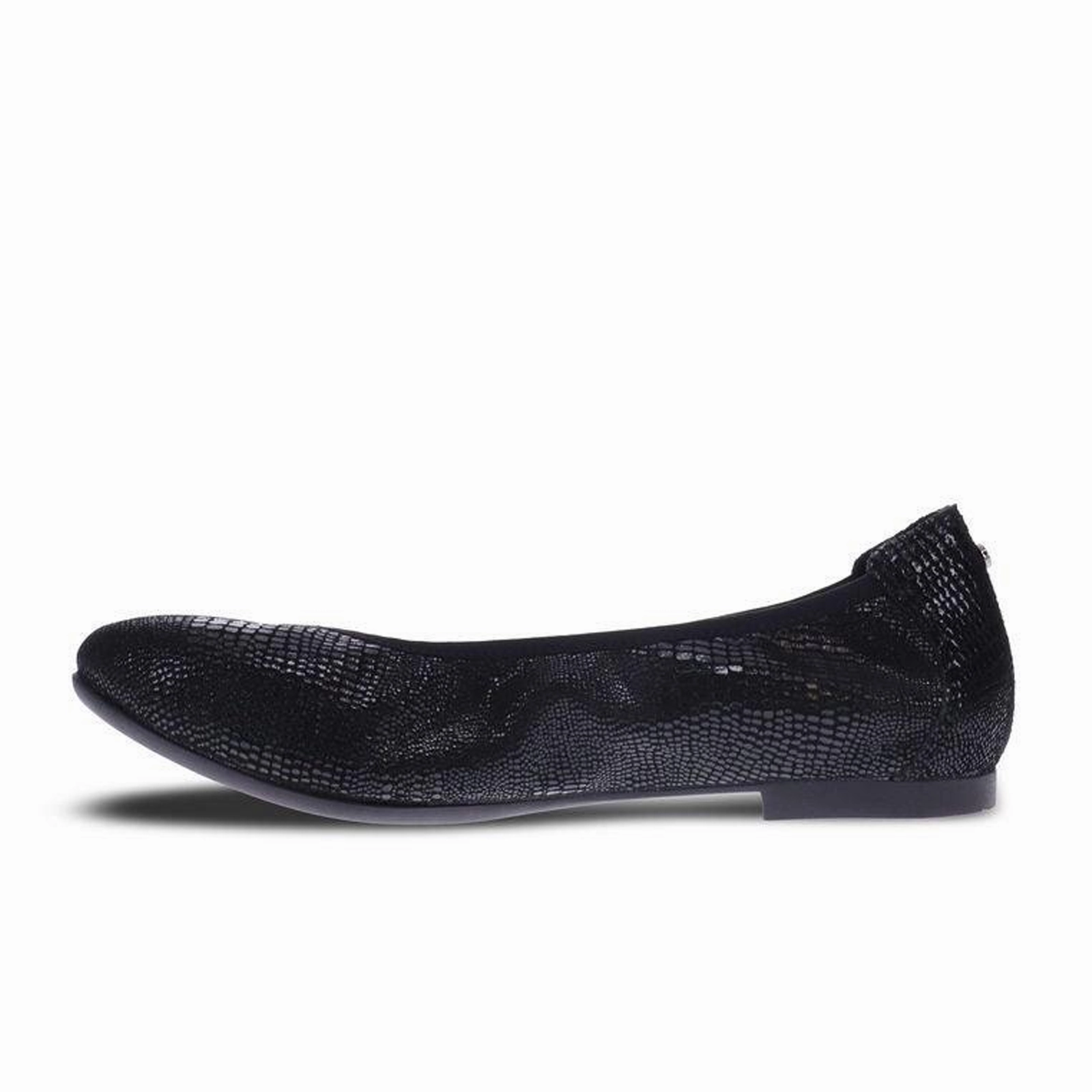 Revere Nairobi Ballet Flat (Women) - Black Lizard Contrasting Detail Pose Sweet