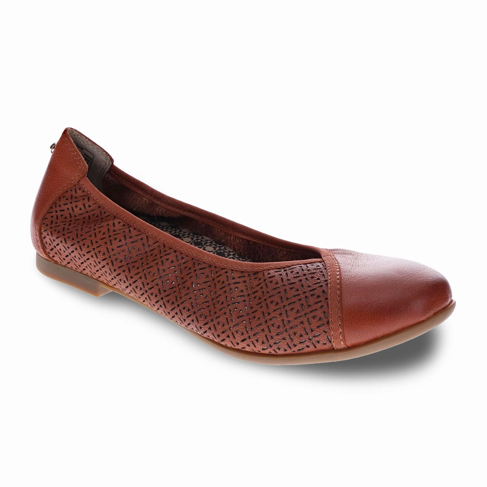 Revere Nairobi Ballet Flat (Women) - Cognac Lazer Lightweight Fit