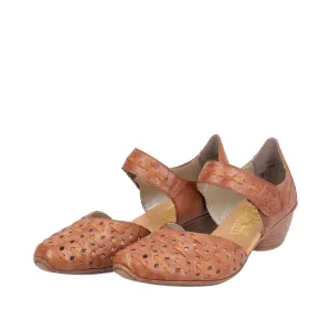 Plush Lining heeled RIEKER WOMEN'S 43770-22 SANDAL - CAYENNE