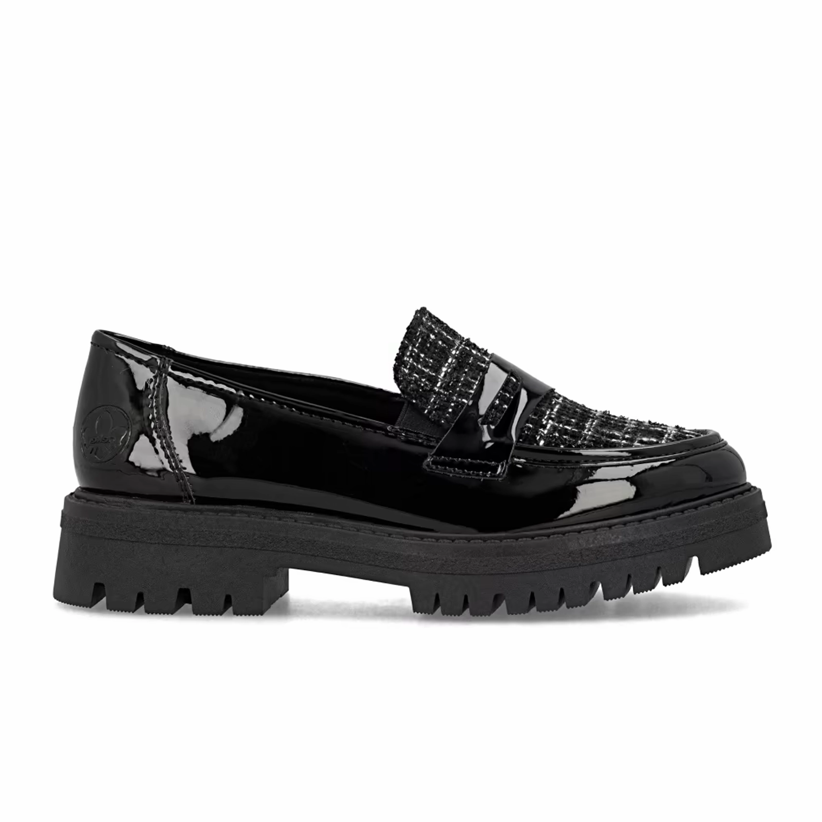 Rieker 47550 Gitta Loafer (Women) - Schwarz/Schwarz Weiss HypoallergenicFiber Neat Finish