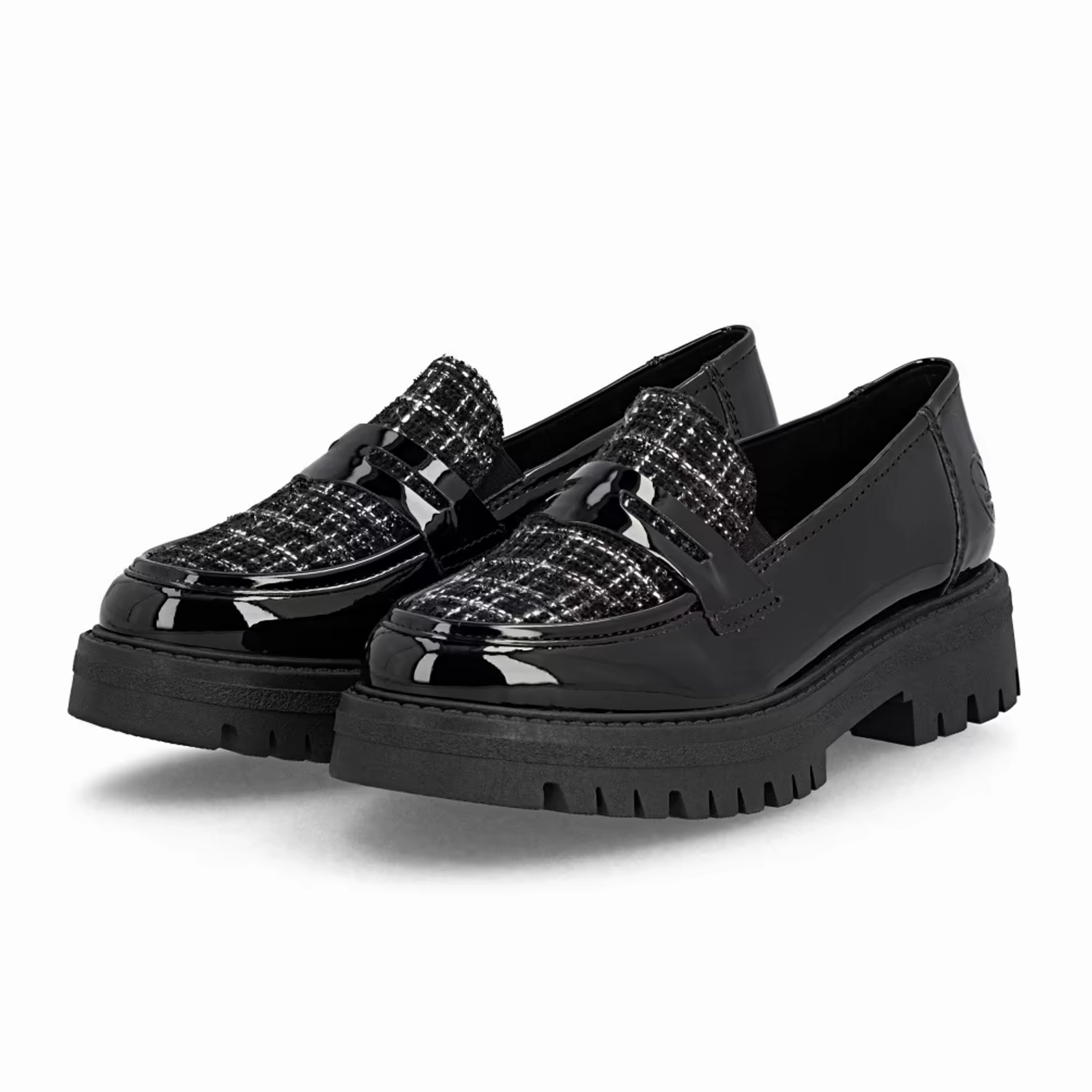 Rieker 47550 Gitta Loafer (Women) - Schwarz/Schwarz Weiss Flared-Hem
