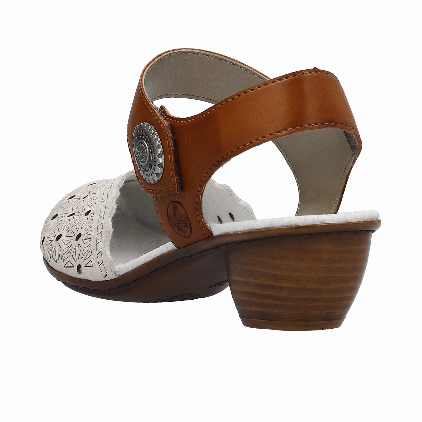 Rieker Mirjam 43703-60 Heeled Sandal (Women) - Cream/Cayenne Movement Ready Luxury Feel