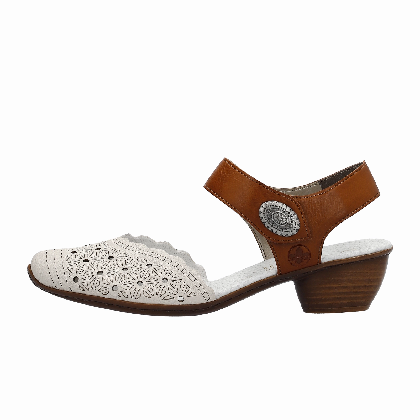 Cozy Base Lounge Vibe Rieker Mirjam 43703-60 Heeled Sandal (Women) - Cream/Cayenne