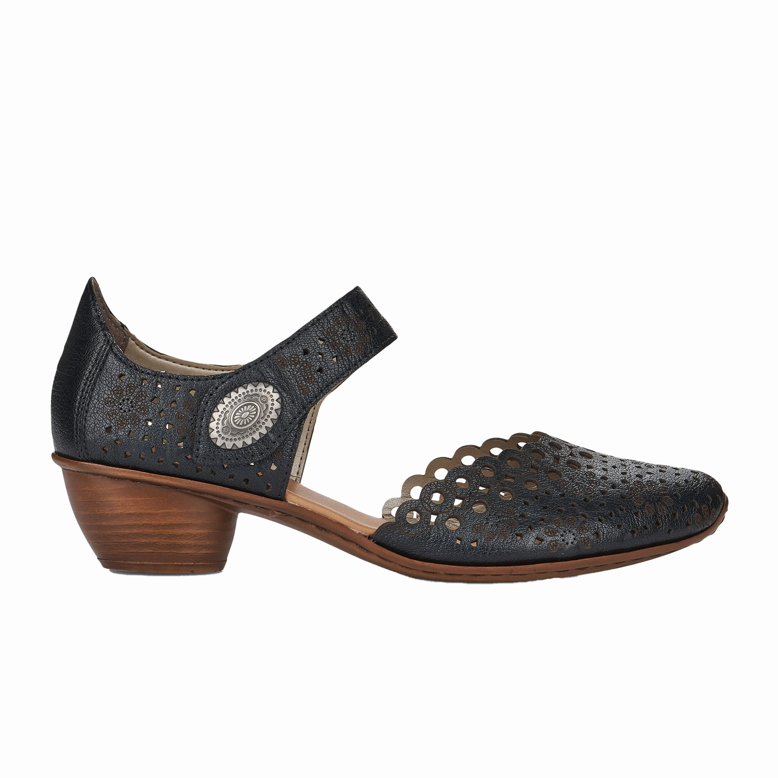 Simple Texture Rieker Mirjam 43753-00 Heeled Sandal (Women) - Black