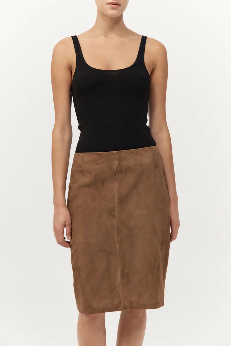 Suede Pencil Skirt in Toffee ZeroWaste Production