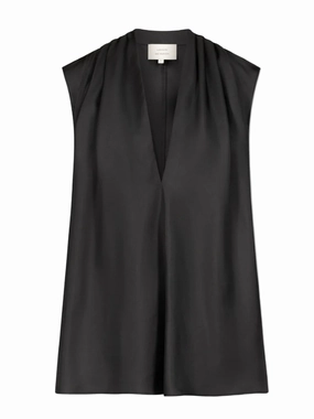 Sade Sleeveless Silk Top in Black Warm Fit