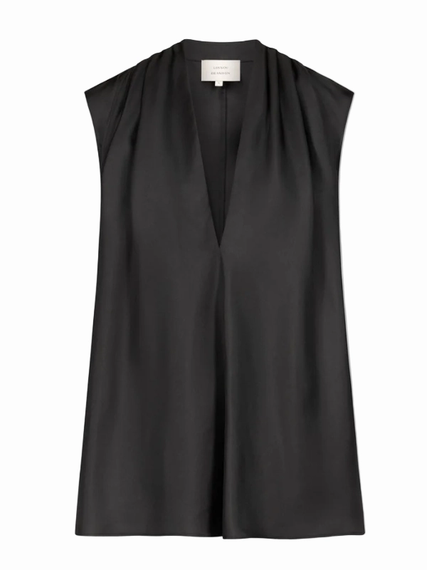Sade Sleeveless Silk Top in Black Warm Fit