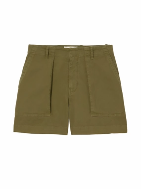 Utility Short in Military Green AdjustableWaist PrecisionTailoring