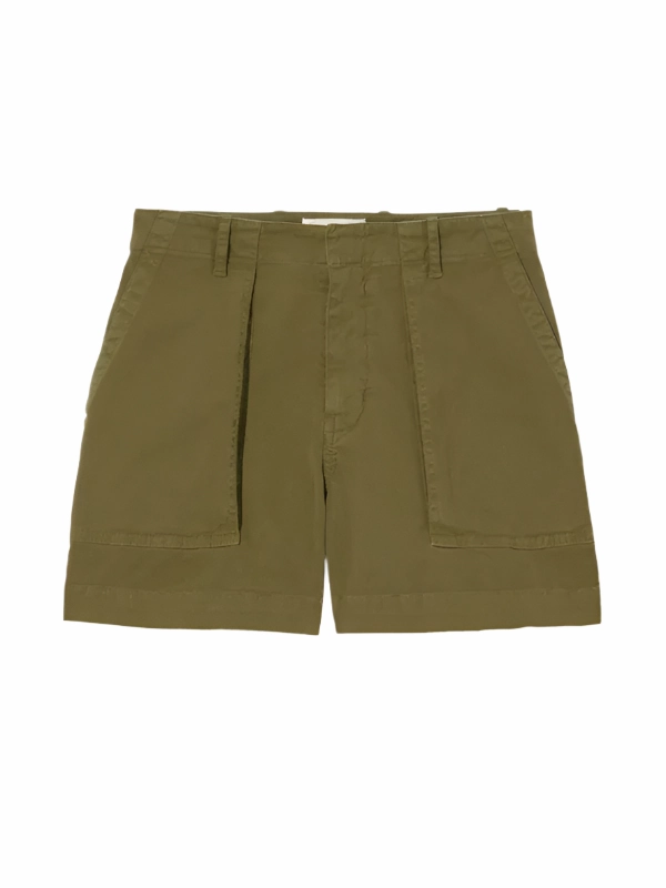 Utility Short in Military Green AdjustableWaist PrecisionTailoring