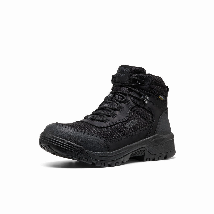Men's Skokie Waterproof Work Boot (Soft Toe)  |  Black/Black Heavy Duty Traction