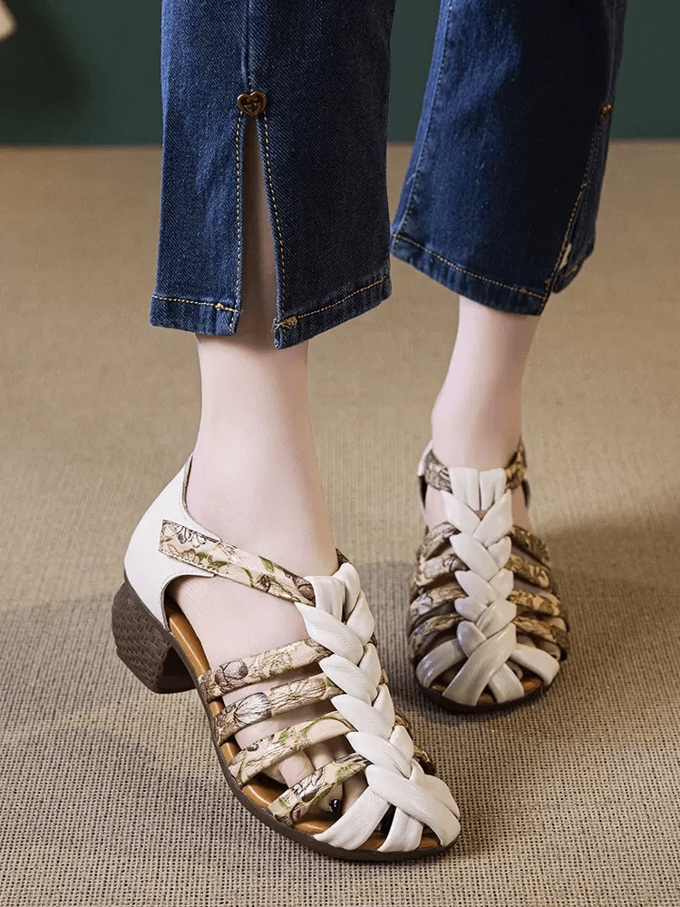 Eco - friendly Contoured Shape Babakud Women Stylish Pattern Leather Sandals