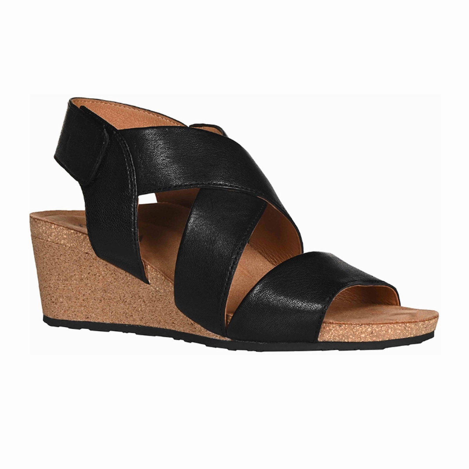 Salvia Robyn Wedge Sandal (Women) - Black Sheep Nappa Casual Wear
