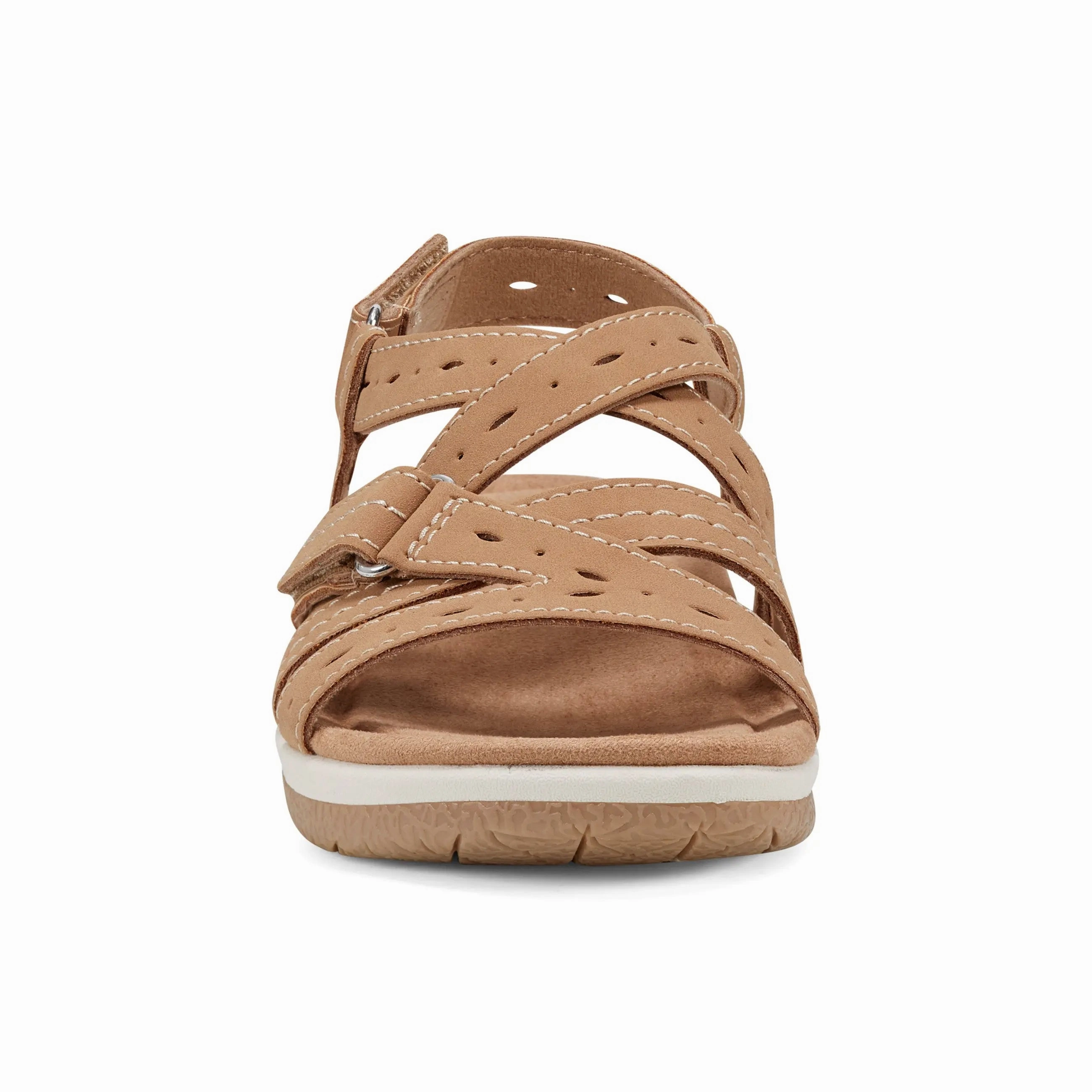 Sock Liner Technology Torsional Rigidity Control Samsin Round Toe Strappy Casual Flat Sandals