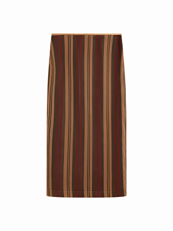 Sana Mesh Pencil Skirt in Bronze Stripe Cozy Fit