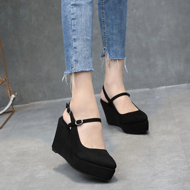 Sandals High-heeled Sponge Cake Thick-soled Pointed Toe countryside