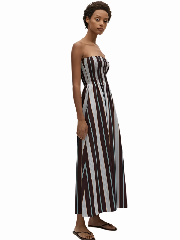 Dry Touch MultiPurposePockets Sanya Maxi Dress in Athens Stripe