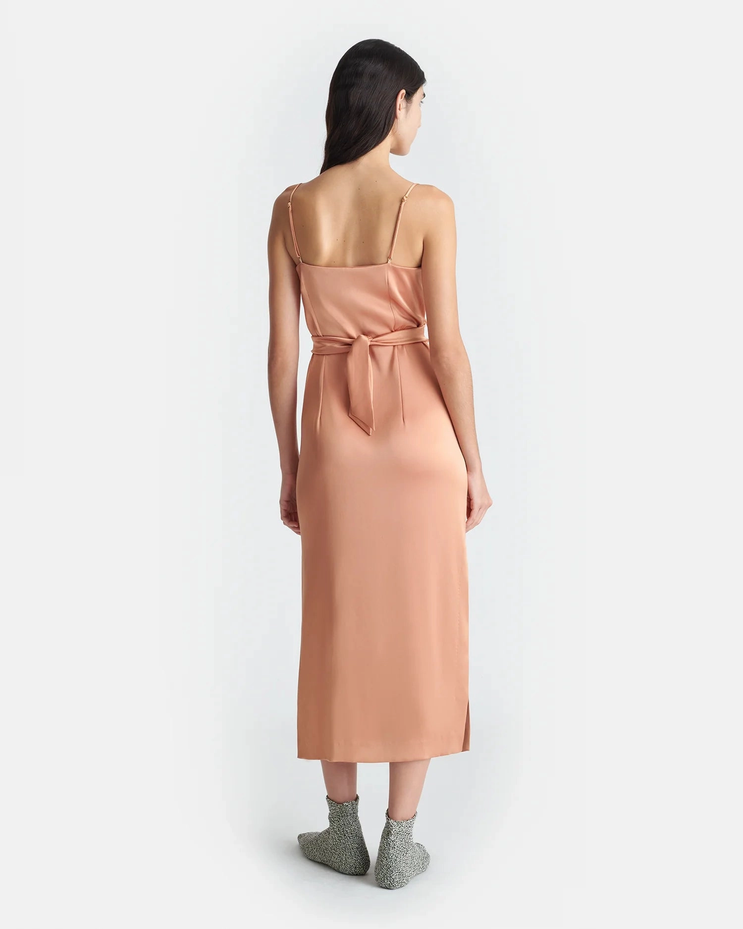 ZeroChafeSeams Sayan Draped Slip Dress in Apricot