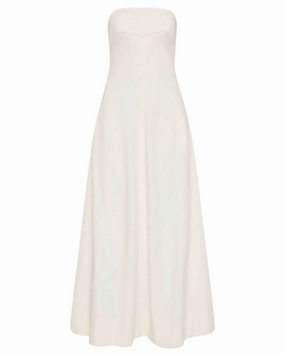 Sculpted Cotton Strapless Dress in Milk EasyAdjustment Statement Wear