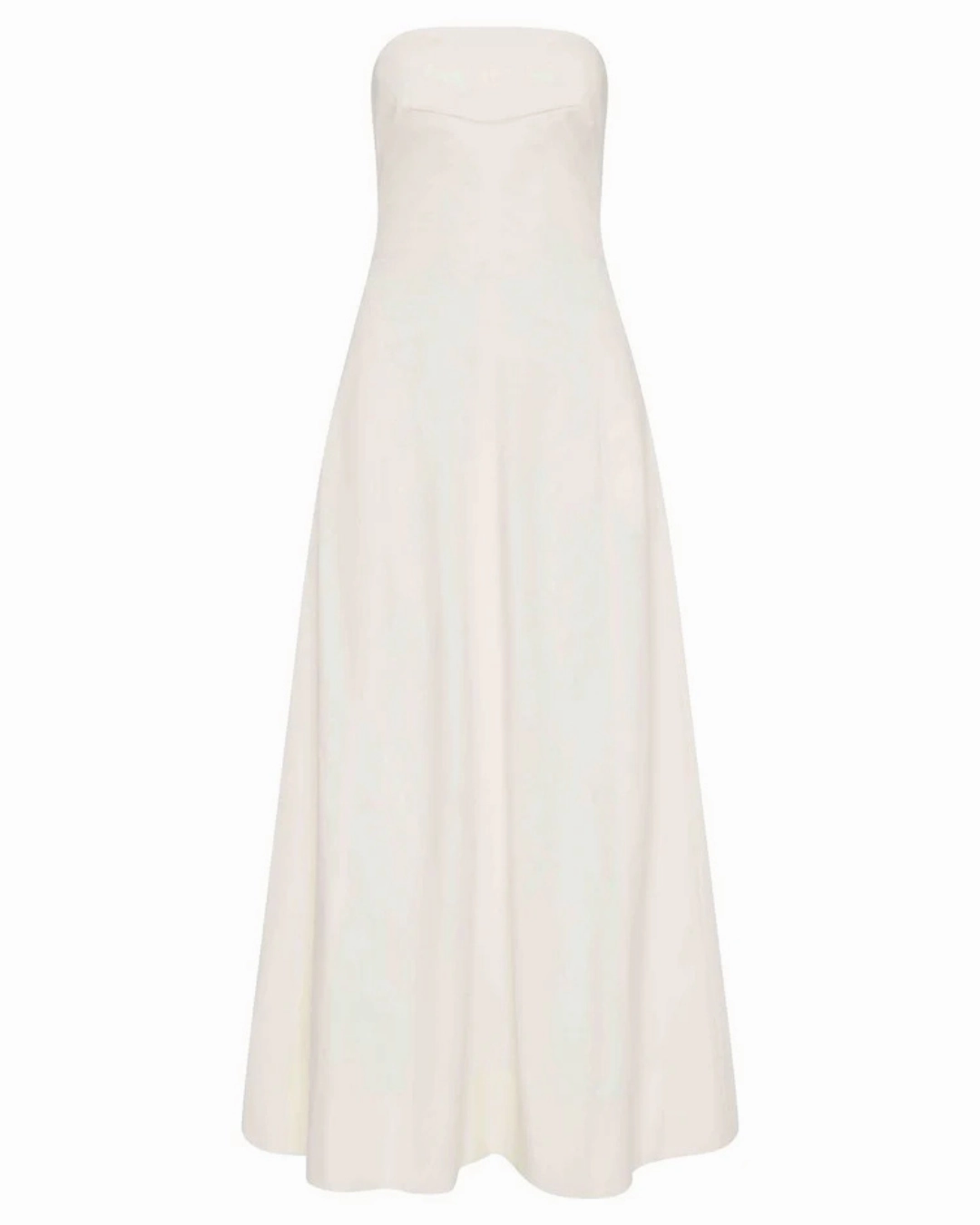 Sculpted Cotton Strapless Dress in Milk EasyAdjustment Statement Wear