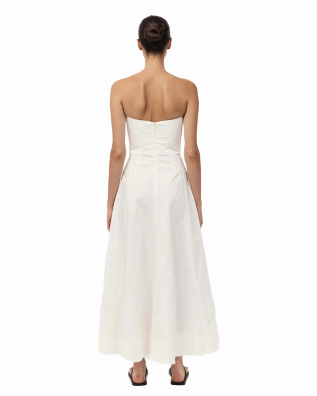 Comfort Fit Sculpted Cotton Strapless Dress in Milk