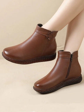 Work Wear Autumn Casual Leather Soft Flat Sole No-Slip Boots