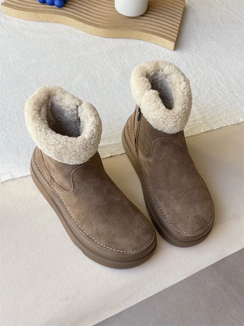 Slip Resistant Outsole Grip medium - quality Babakud Women Winter Genuine Leather Casual Short Boots