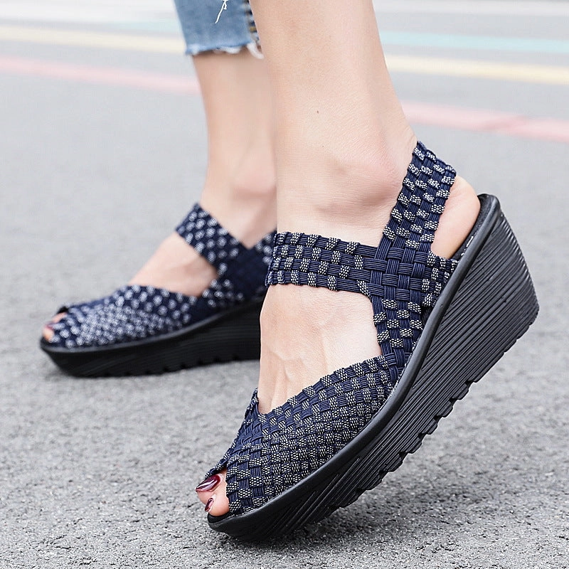 commuters Woven Platform Peep-Toe Sandals for Women