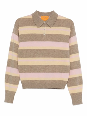 Collegiate Stripe Polo in Taupe Combo AntiPillingTechnology