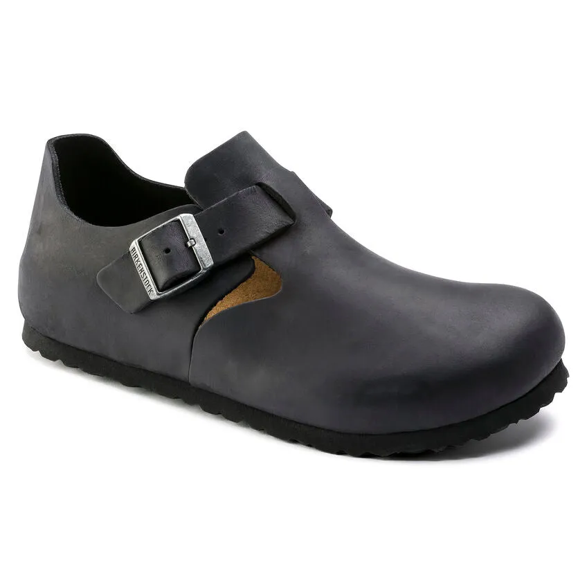 BIRKENSTOCK LONDON CLASSIC FOOTBED SHOE - BLACK OILED LEATHER hiker type