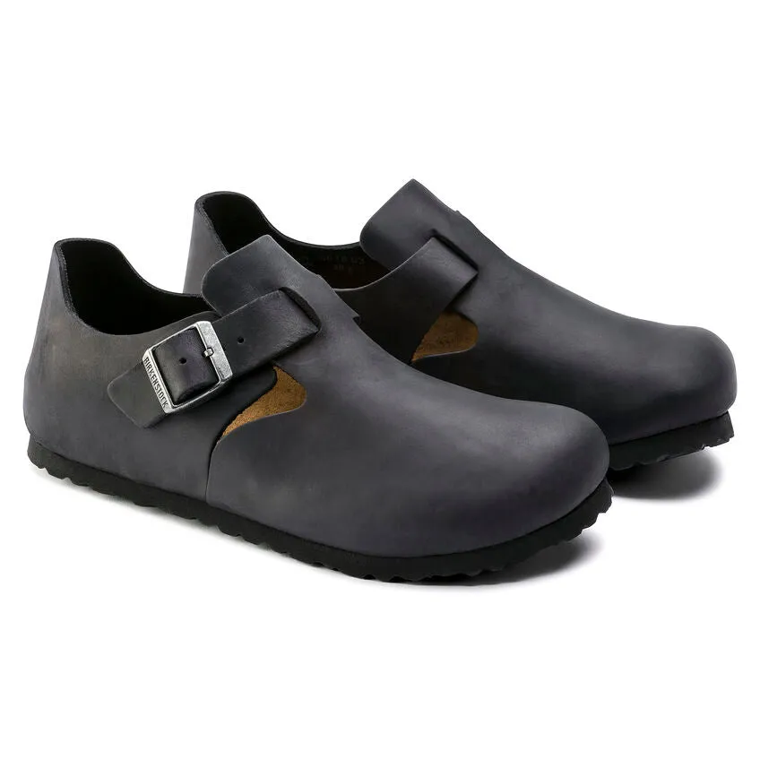 Shock Diffusion BIRKENSTOCK LONDON CLASSIC FOOTBED SHOE - BLACK OILED LEATHER