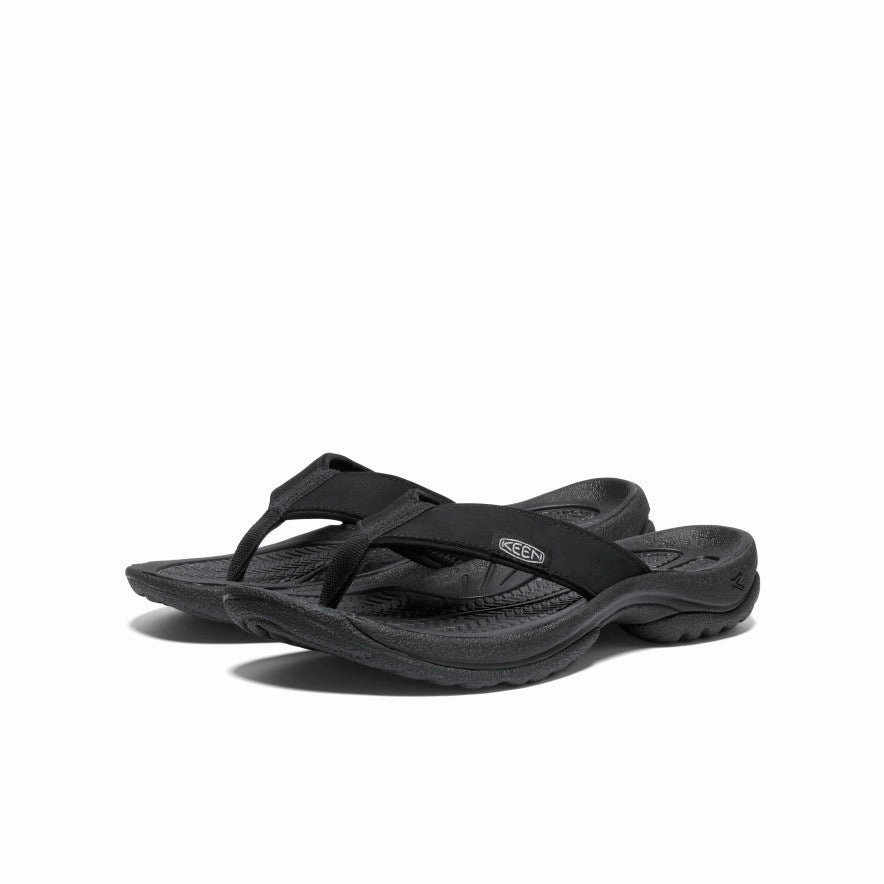 Active Walk Women's Kona Leather Flip-Flop  |  Black/Vapor