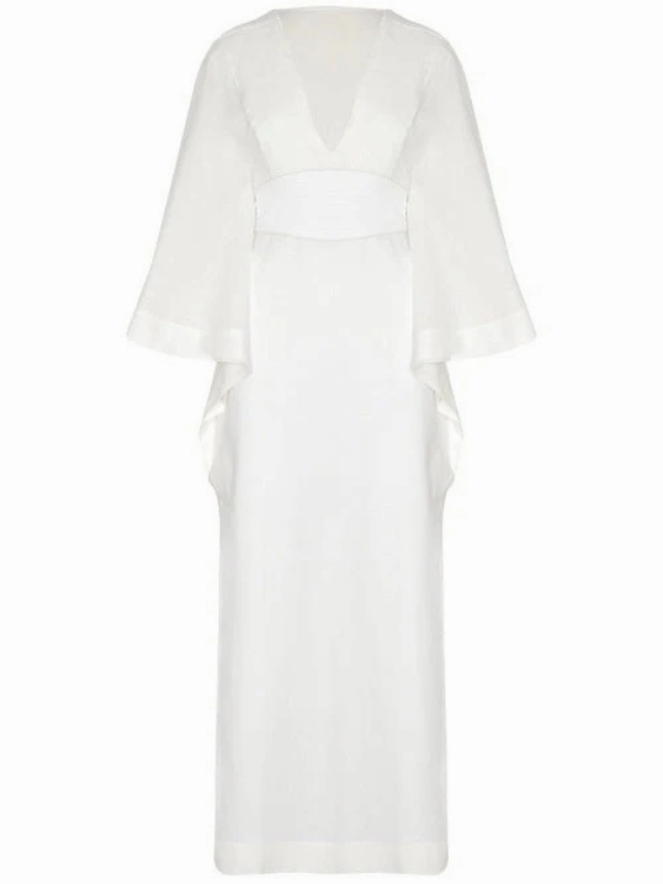 Volare Caftan Dress in Off-White Handmade Fit