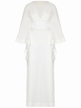 Volare Caftan Dress in Off-White Handmade Fit