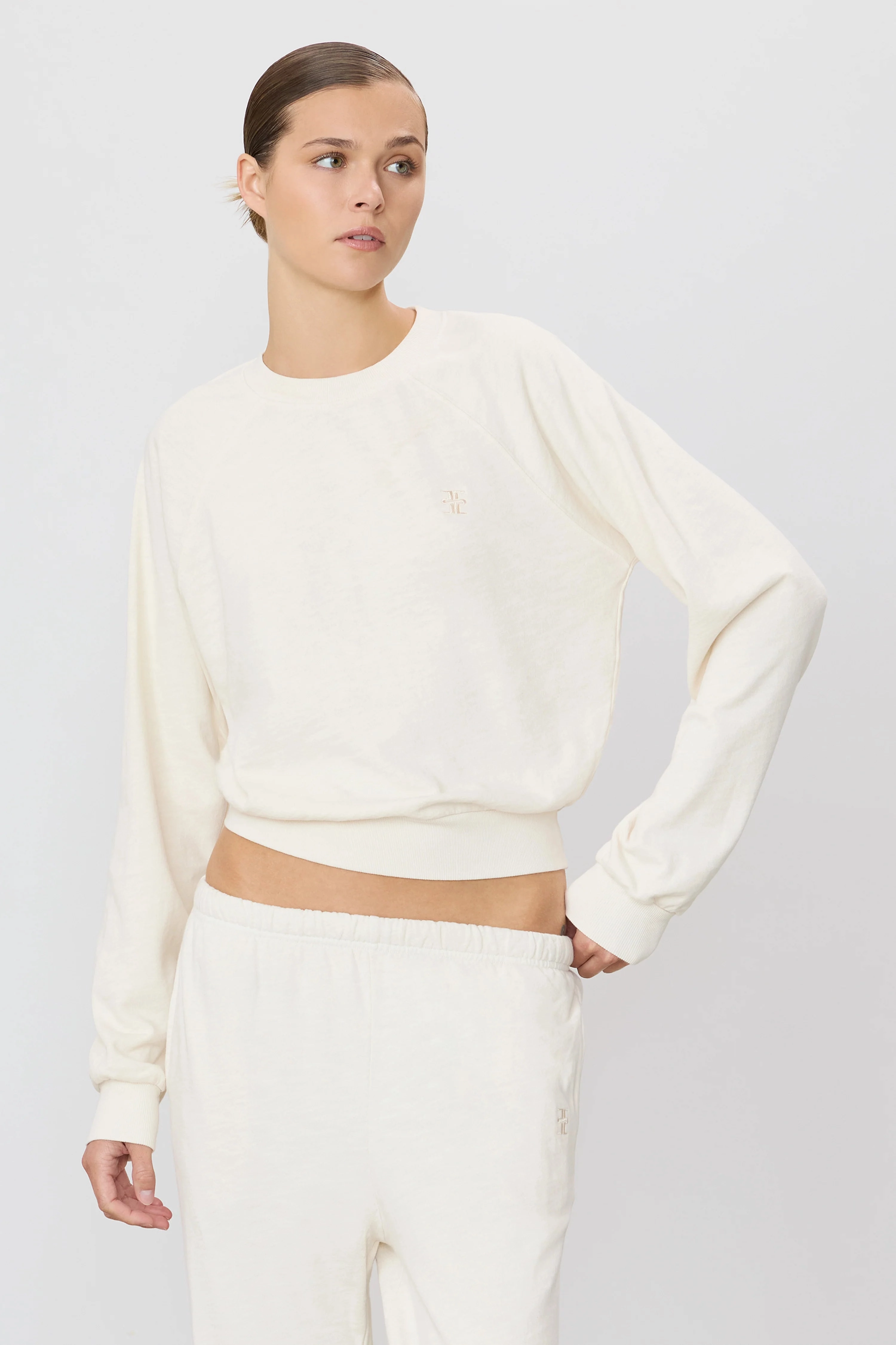 Trendy Outerwear ChafeFree Design Shrunken Raglan in Bone