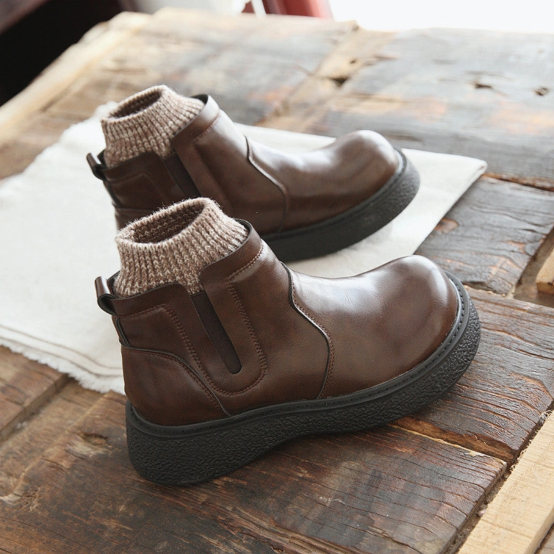 Babakud Women Winter Round Toe Woolen Short Boots Cool Design