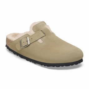 Empire-Waist Birkenstock Boston Narrow Clog (Women) - Taupe Suede/Sandcastle Shearling