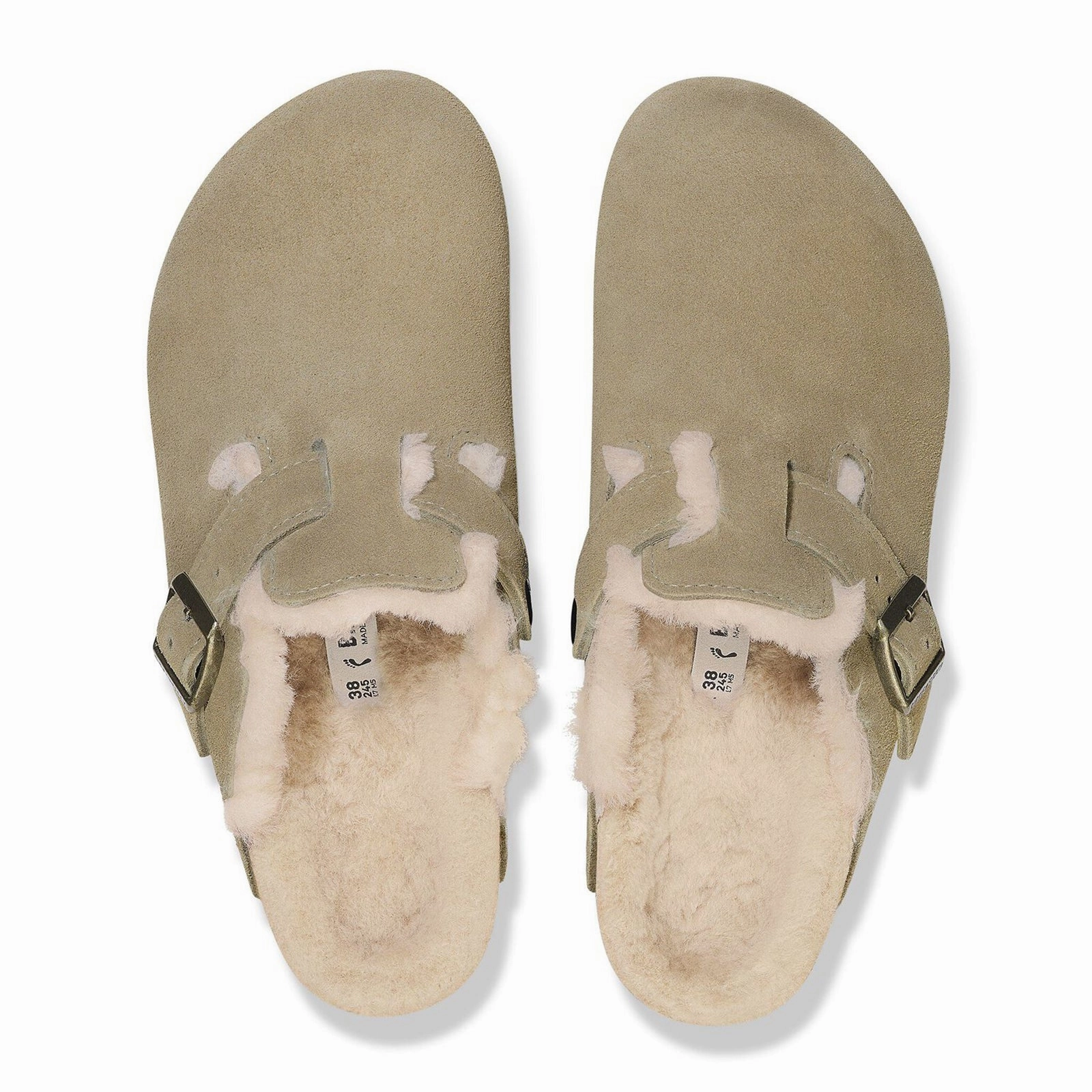 Birkenstock Boston Narrow Clog (Women) - Taupe Suede/Sandcastle Shearling Easy Going