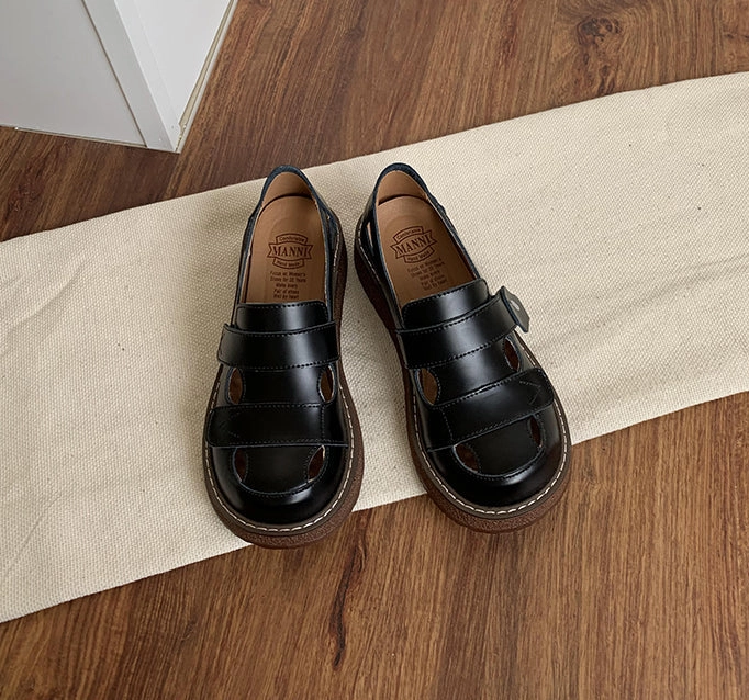 Women Perforated Breathable Genuine Leather Slip-Ons Indoor Comfort Natural Motion Flex