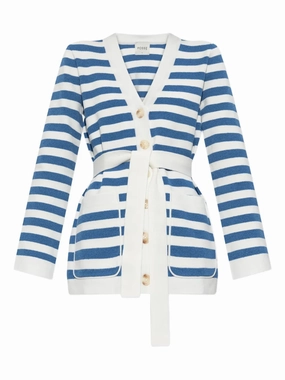 ElasticFree Ari Cardigan in Blue Stripe