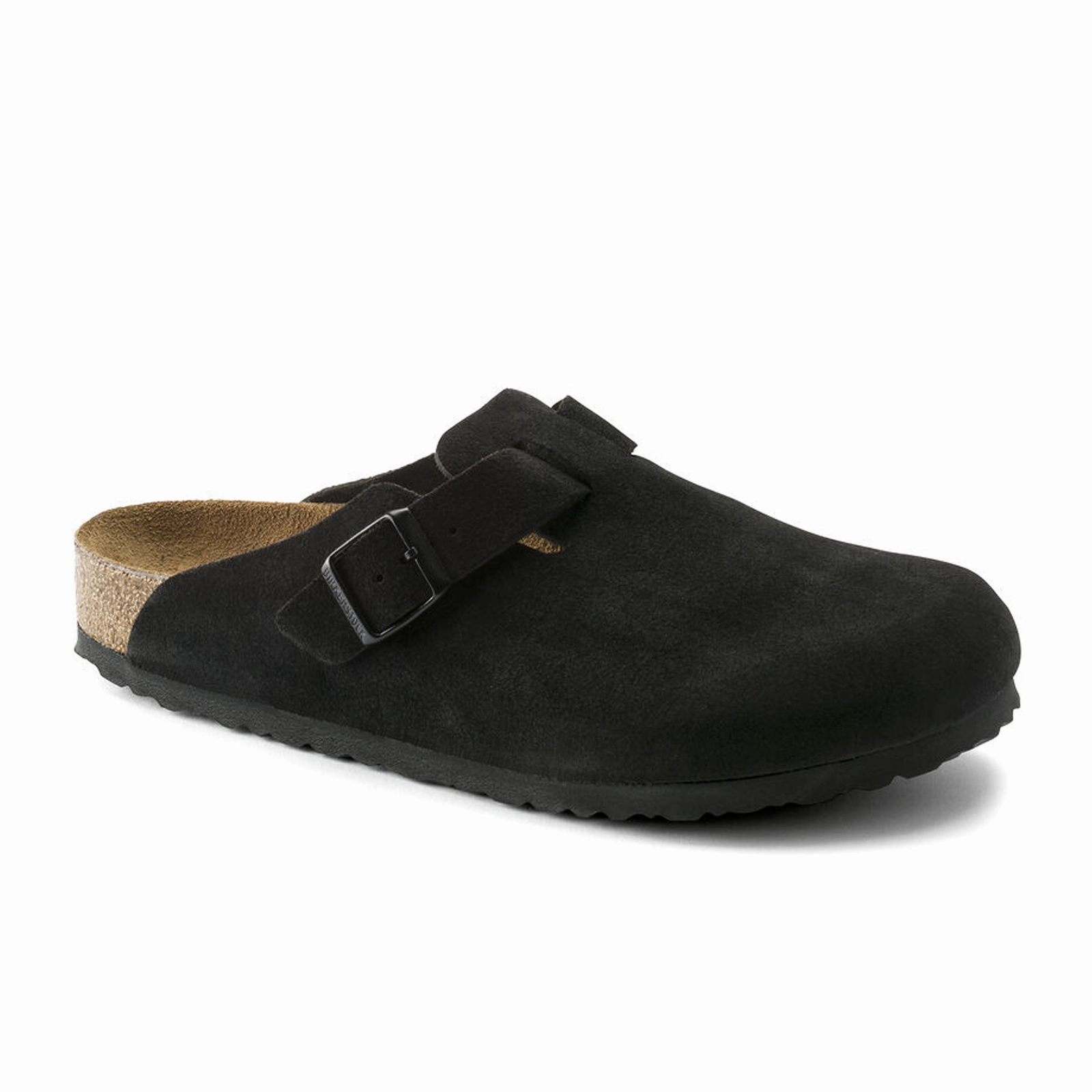 Open-back Soft Air Birkenstock Boston Soft Footbed Narrow Clog (Unisex) - Black Suede