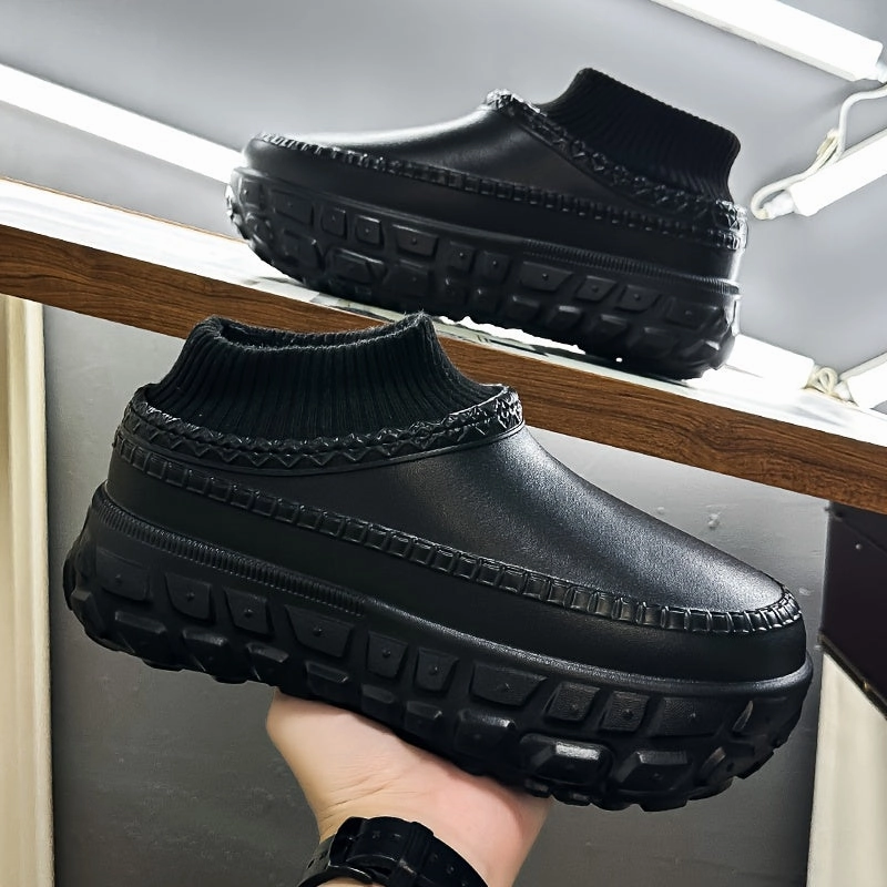 Fitted Design ordinary Men's Mule Shoes Thick Sole Couple Style Warm and Comfortable Spiral Toe Plus Velvet Shoes