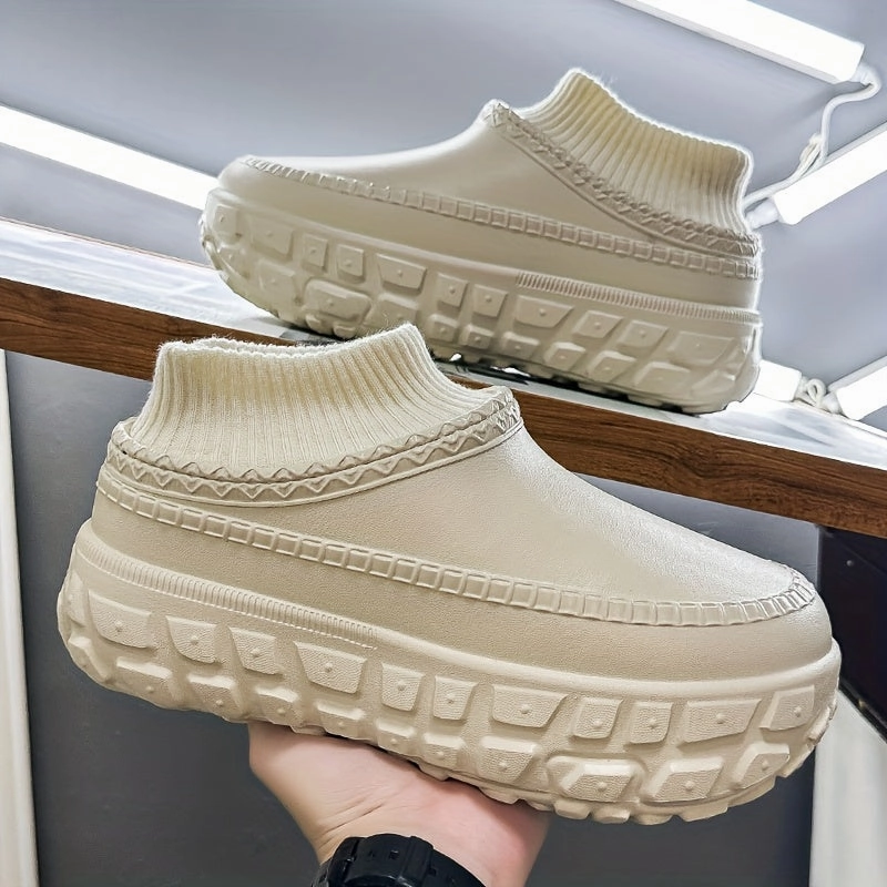 Men's Mule Shoes Thick Sole Couple Style Warm and Comfortable Spiral Toe Plus Velvet Shoes Motion Control Support