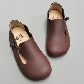 Women Summer Retro Leather Closed Toe Soft Sole Flats Shoes Autumn Party