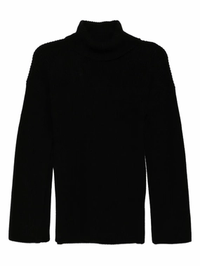 Slit Sleeve Knit in Black Simple Fashion SustainableYarnBlend