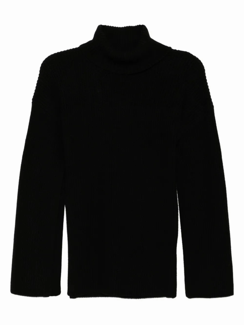 Slit Sleeve Knit in Black Simple Fashion SustainableYarnBlend