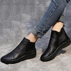 Fashion-forward comfort Babakud Women Pleated Soft Soled Flat Ankle Boots