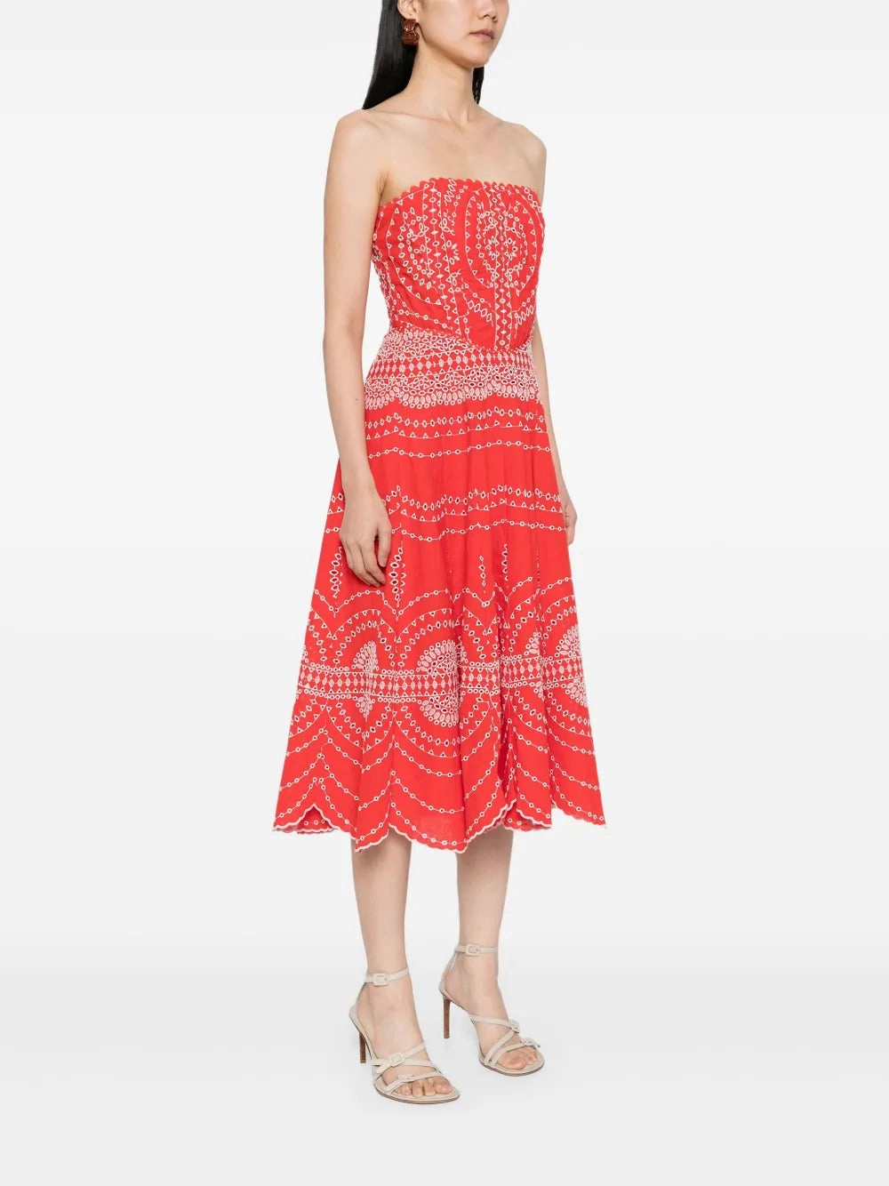 BiasCut Trims Iris Long Dress in Red