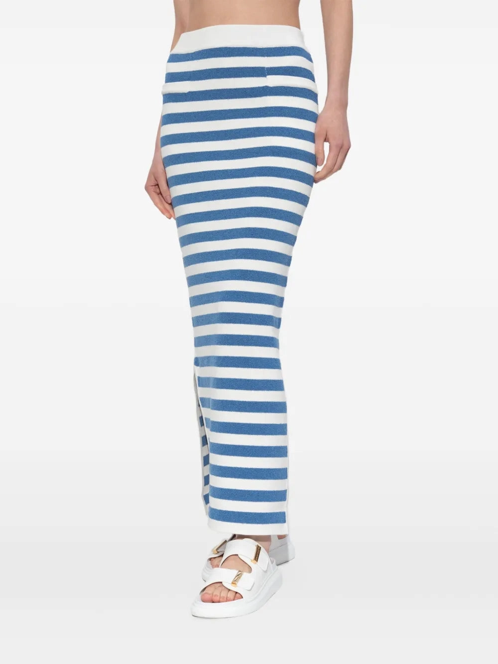 Ari Skirt in Blue Stripe Low Care Stretchable Waistband