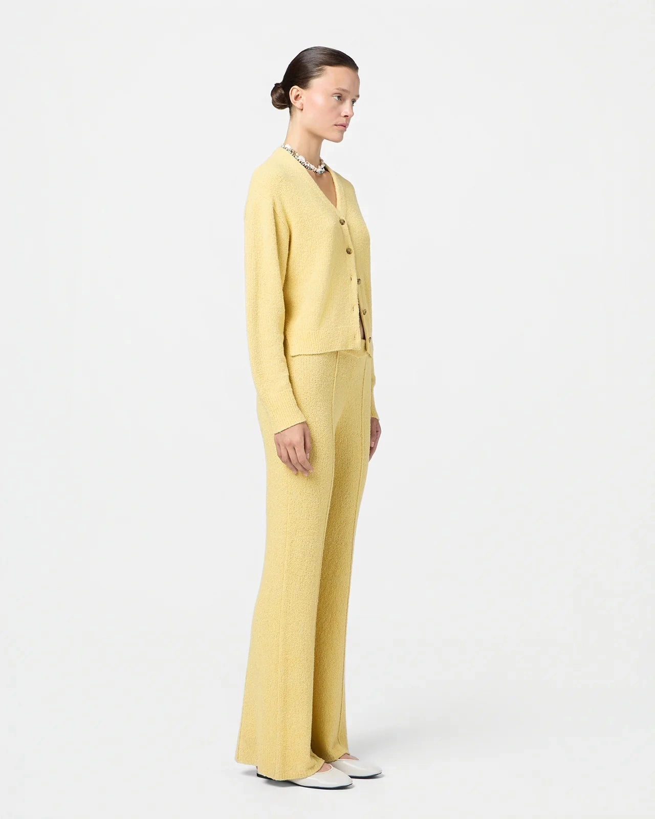 Warm Gloves Japan Neat Boucle Collegiate Cardigan in Butter